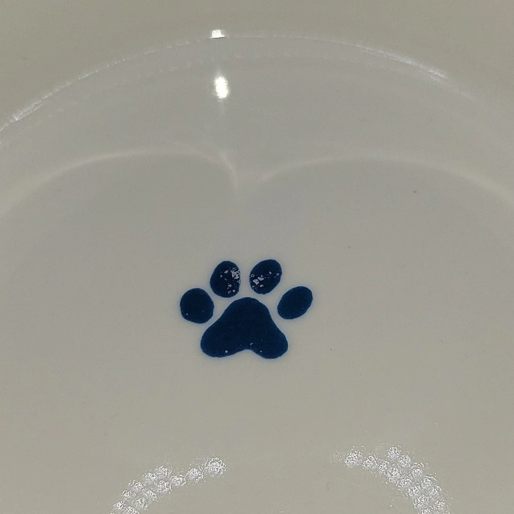 Fringe STUDIO dog or cat pet bowl. Blue hearts. 5